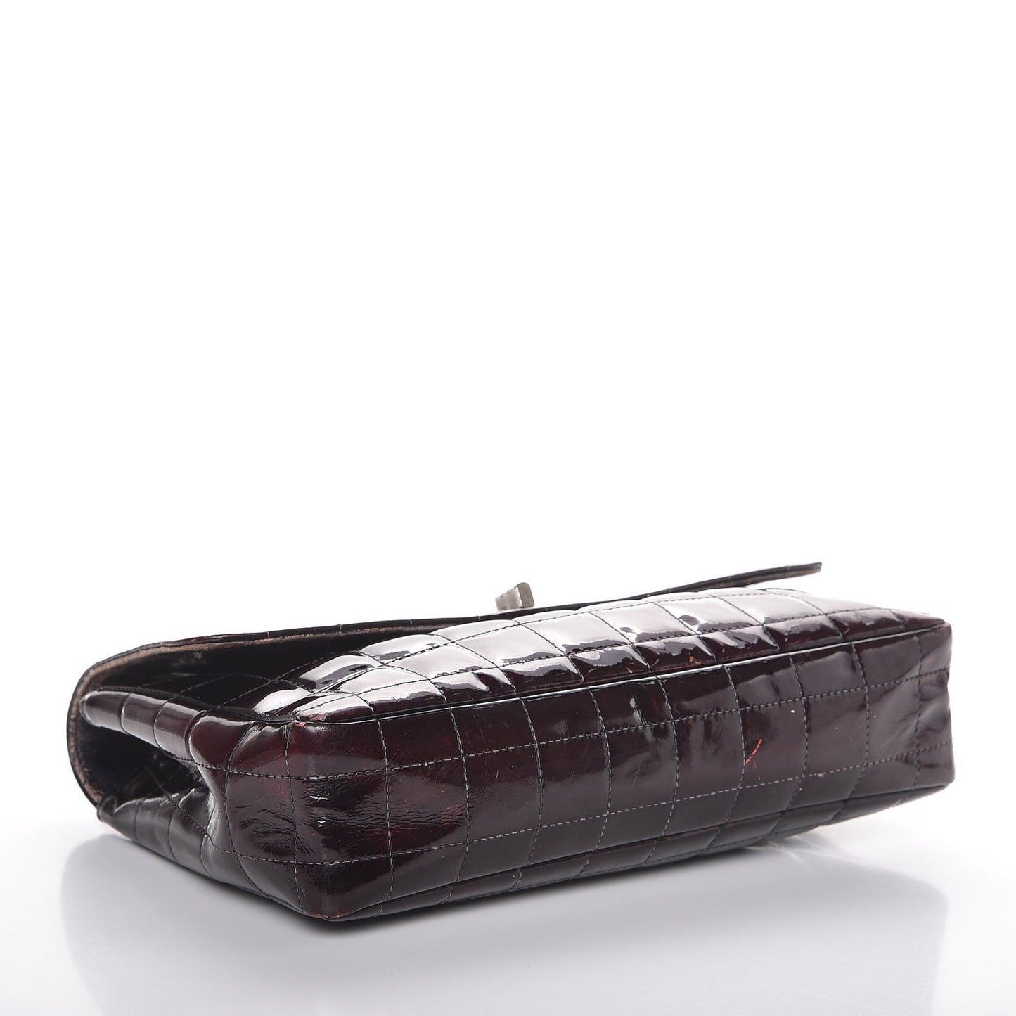Patent Chocolate Bar Mademoiselle Flap Burgundy