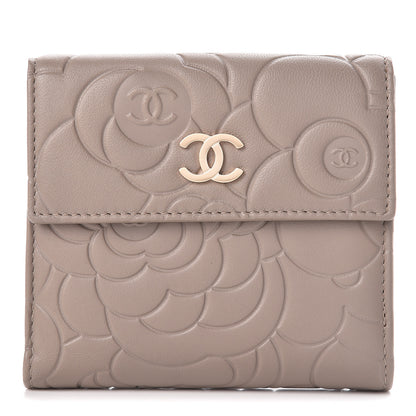 Chanel Lambskin Camellia Embossed French Wallet Beige 1 of 8