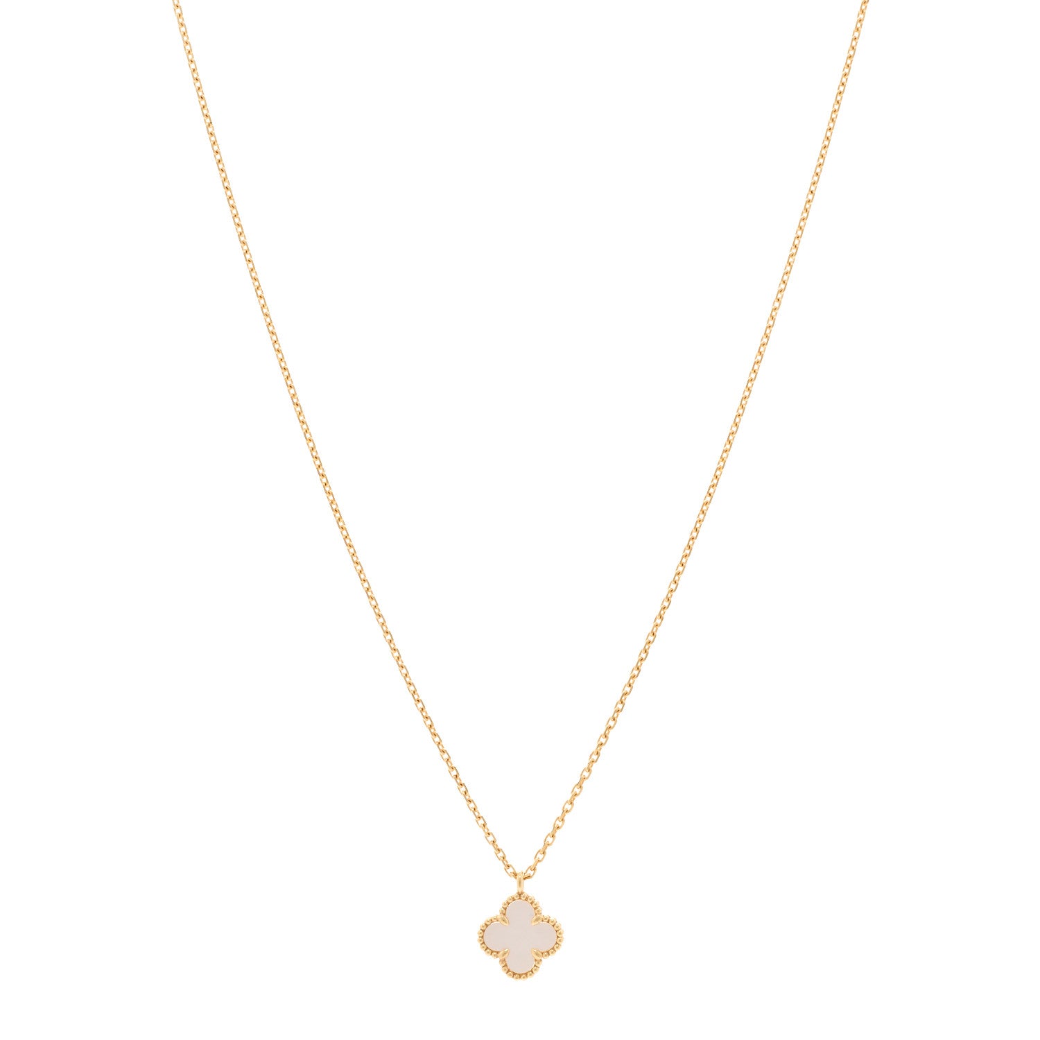 Van Cleef & Arpels 18K Yellow Gold Mother of Pearl Sweet Alhambra Pendant Necklace 1 of 4