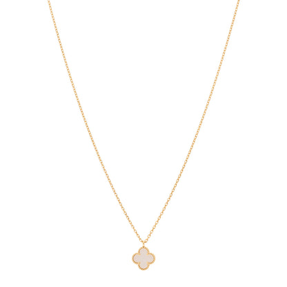 Van Cleef & Arpels 18K Yellow Gold Mother of Pearl Sweet Alhambra Pendant Necklace 1 of 4