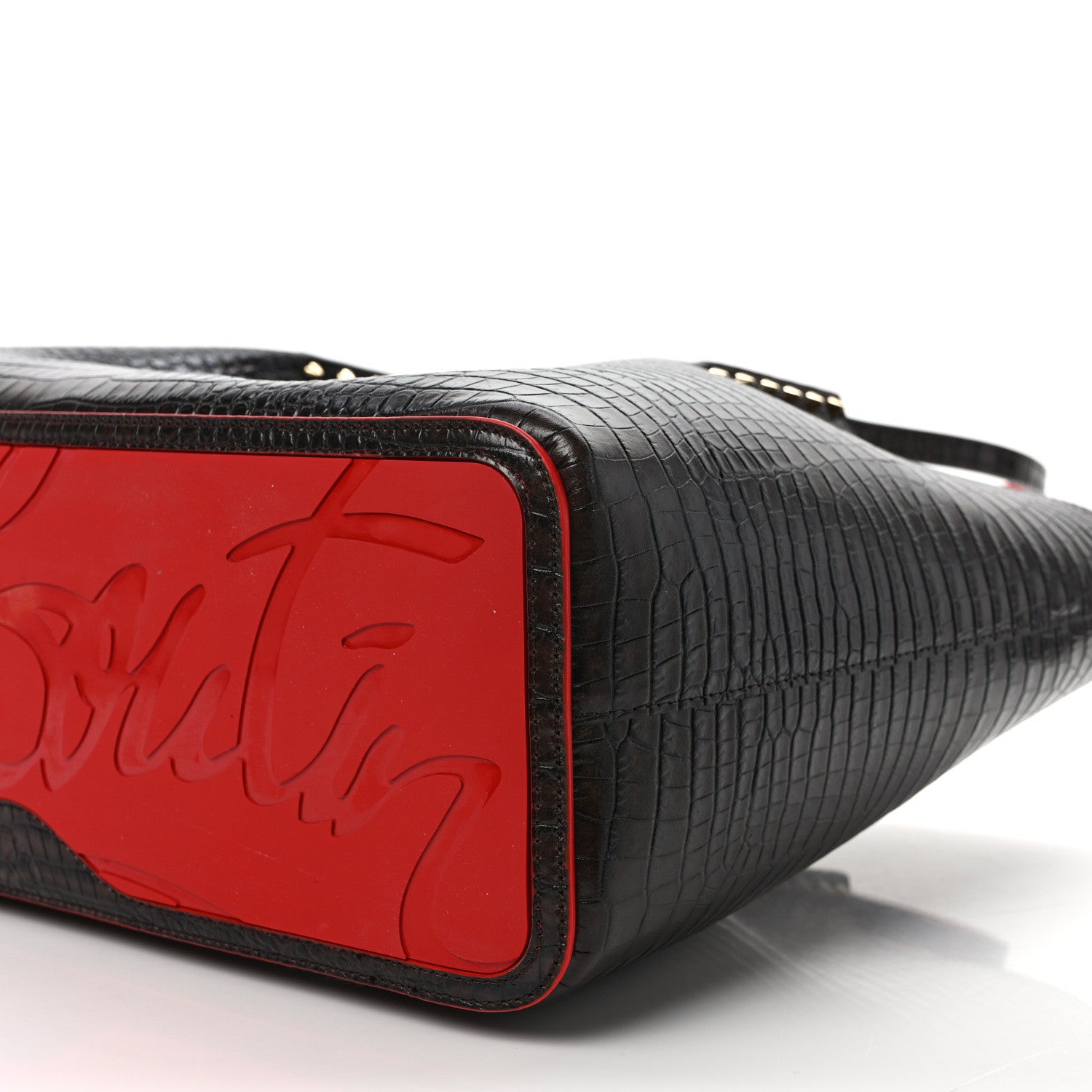 Christian Louboutin Calfskin Crocodile Embossed Spikes Large Cabarock Espresso 8 of 8