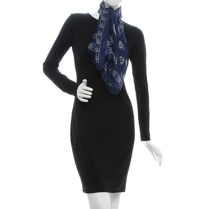 Alexander McQueen Modal Silk Skull Scarf Navy 2 of 5