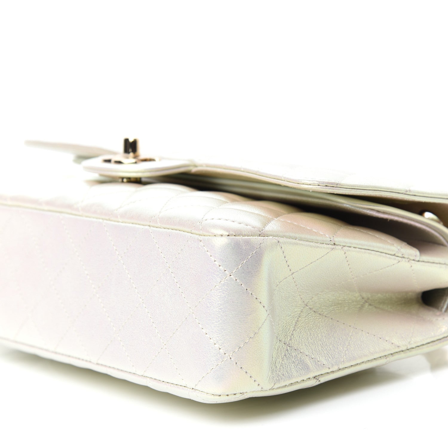 Chanel Iridescent Lambskin Quilted Medium Double Flap Ivory 9 of 10