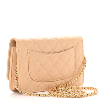 Chanel Caviar Quilted Wallet On Chain WOC Beige 3 of 16