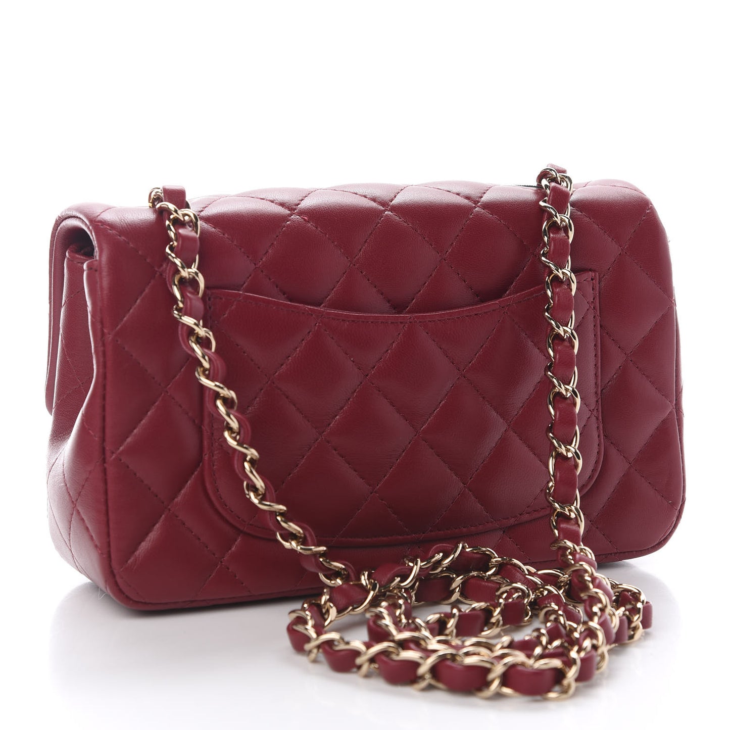 Lambskin Quilted Mini Rectangular Flap Burgundy