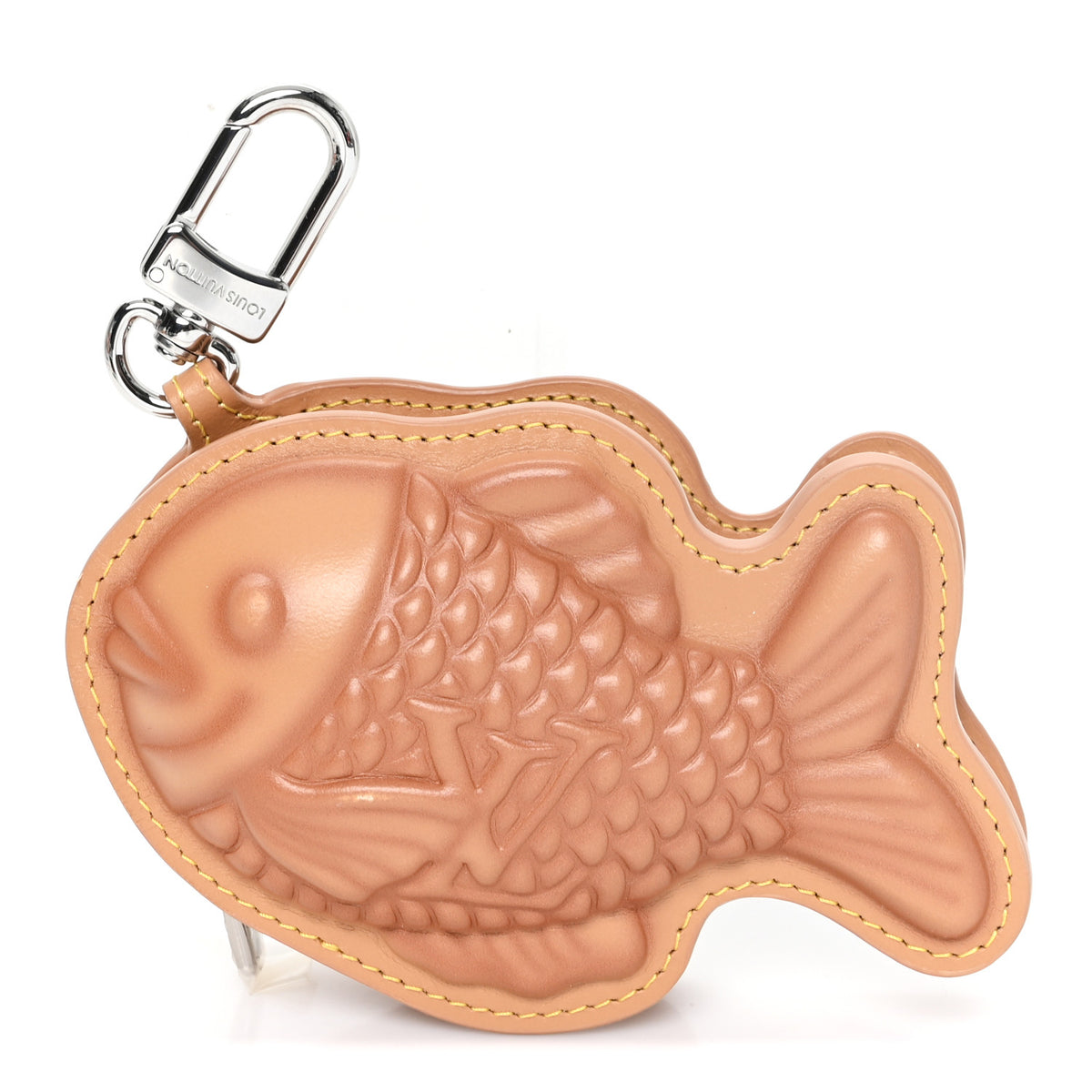 Calfskin Monogram LV Taiyaki Bag Charm Beige