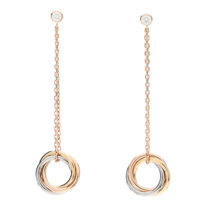 Cartier 18K Pink Yellow White Gold Diamond Small Trinity Drop Earrings 1 of 5