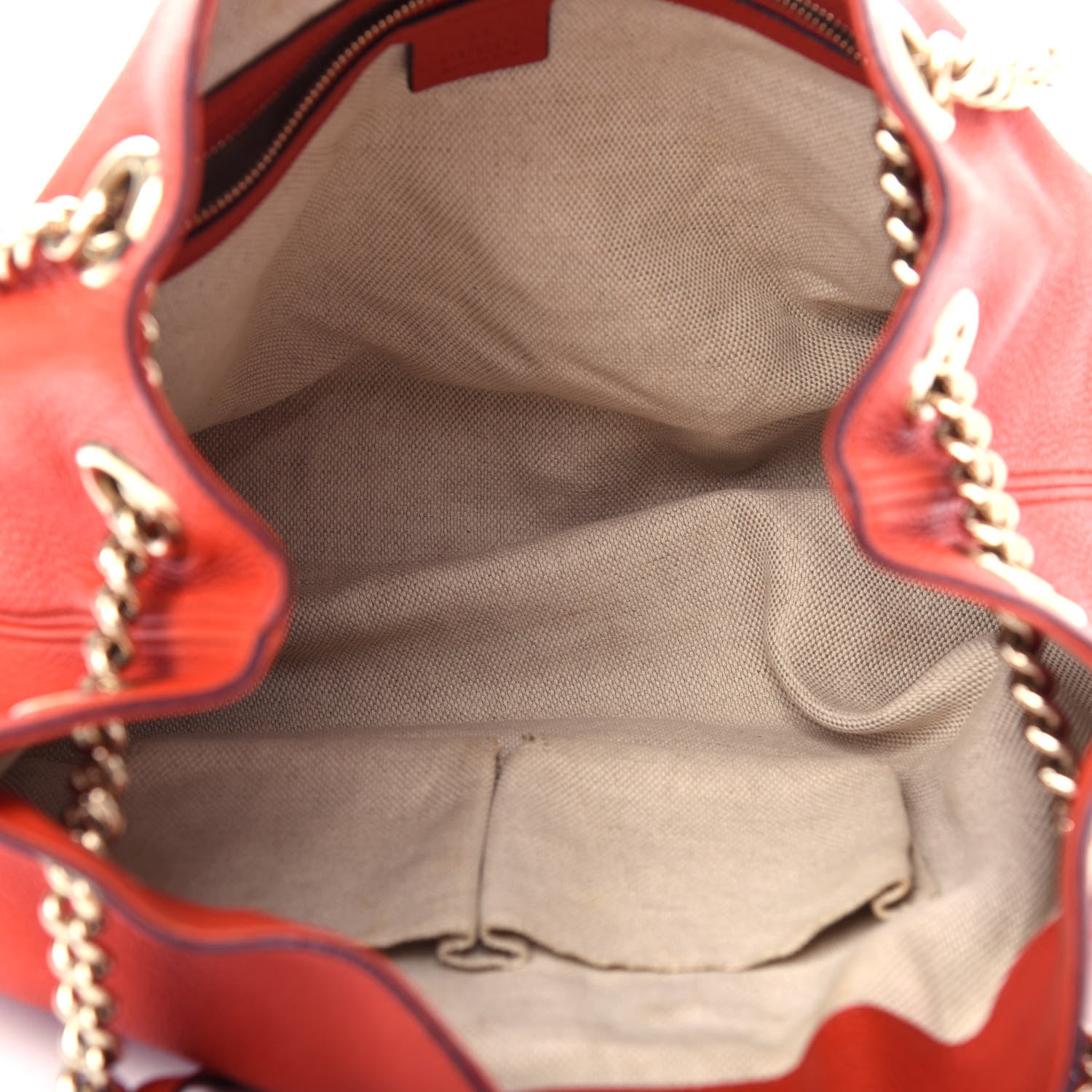 Gucci Pebbled Calfskin Medium Soho Chain Shoulder Bag Tabasco Red 5 of 11