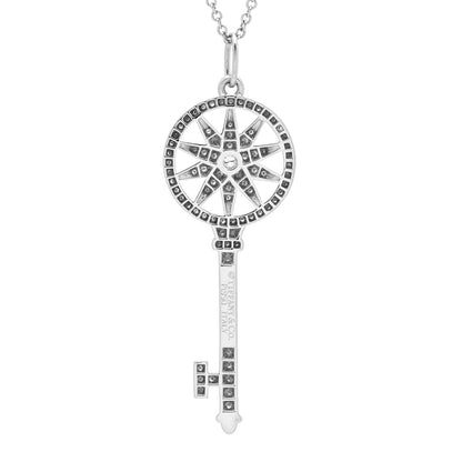 Tiffany Platinum Diamond Star Key Pendant Necklace 5 of 5
