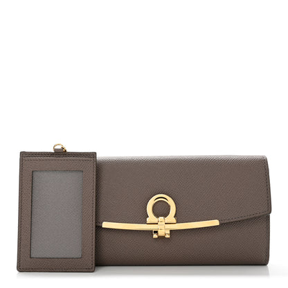 Salvatore Ferragamo Hammered Calfskin Gancini Wallet Caraway Seed 1 of 8
