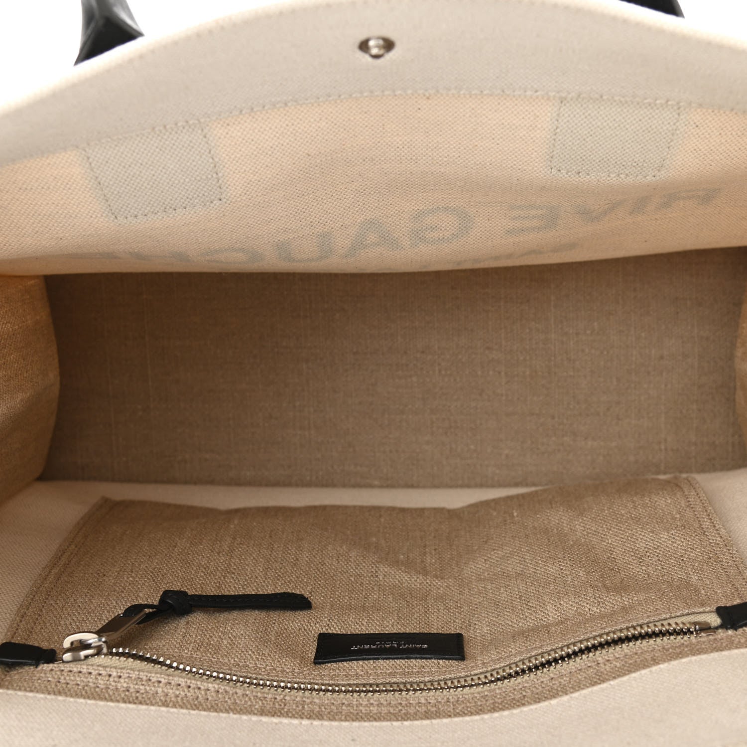 Saint Laurent Linen Calfskin Rive Gauche Tote Optic White 5 of 9