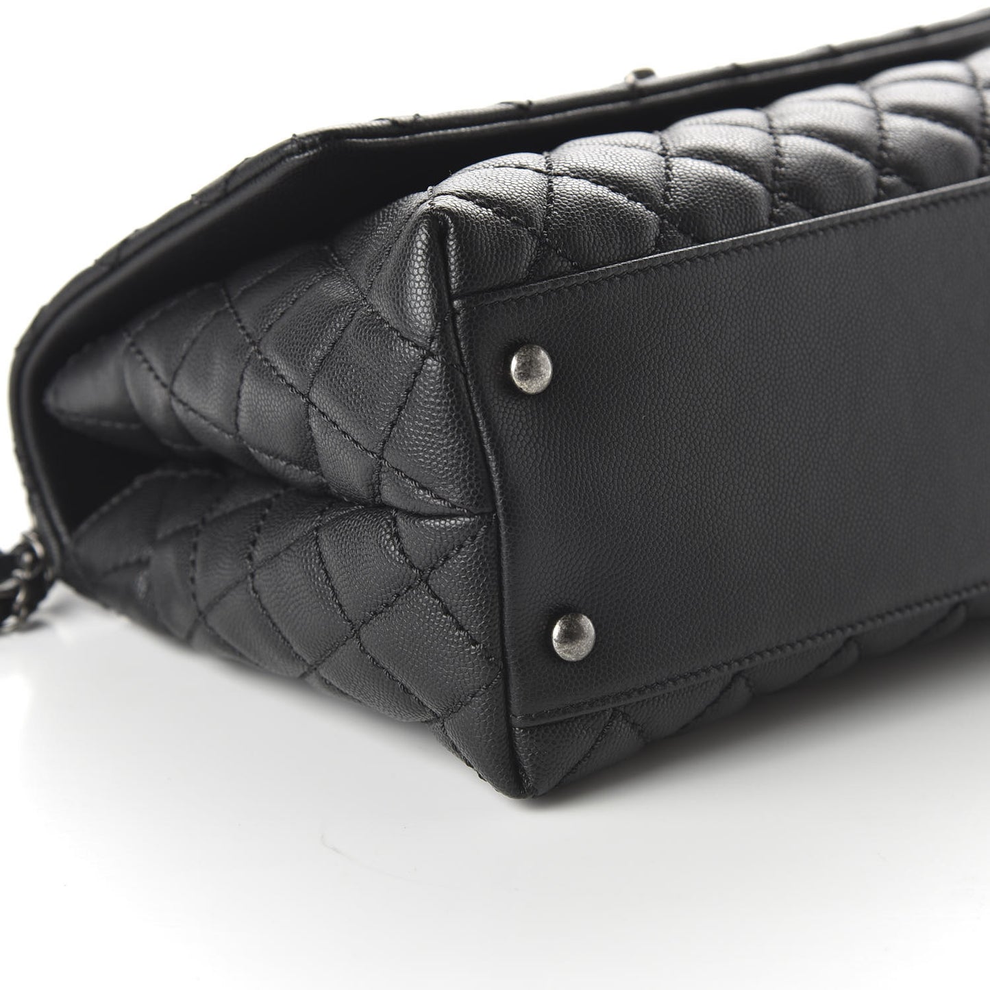 Caviar Lizard Quilted Small Coco Handle Flap Black