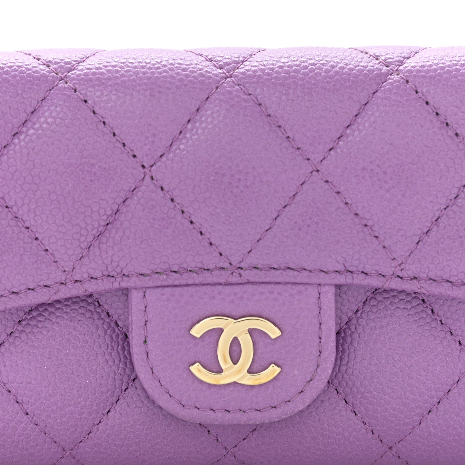 Chanel Caviar Quilted Flap Card Holder Wallet Purple 9 of 11
