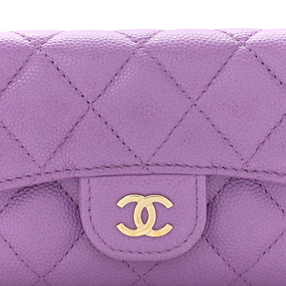 Chanel Caviar Quilted Flap Card Holder Wallet Purple 9 of 11