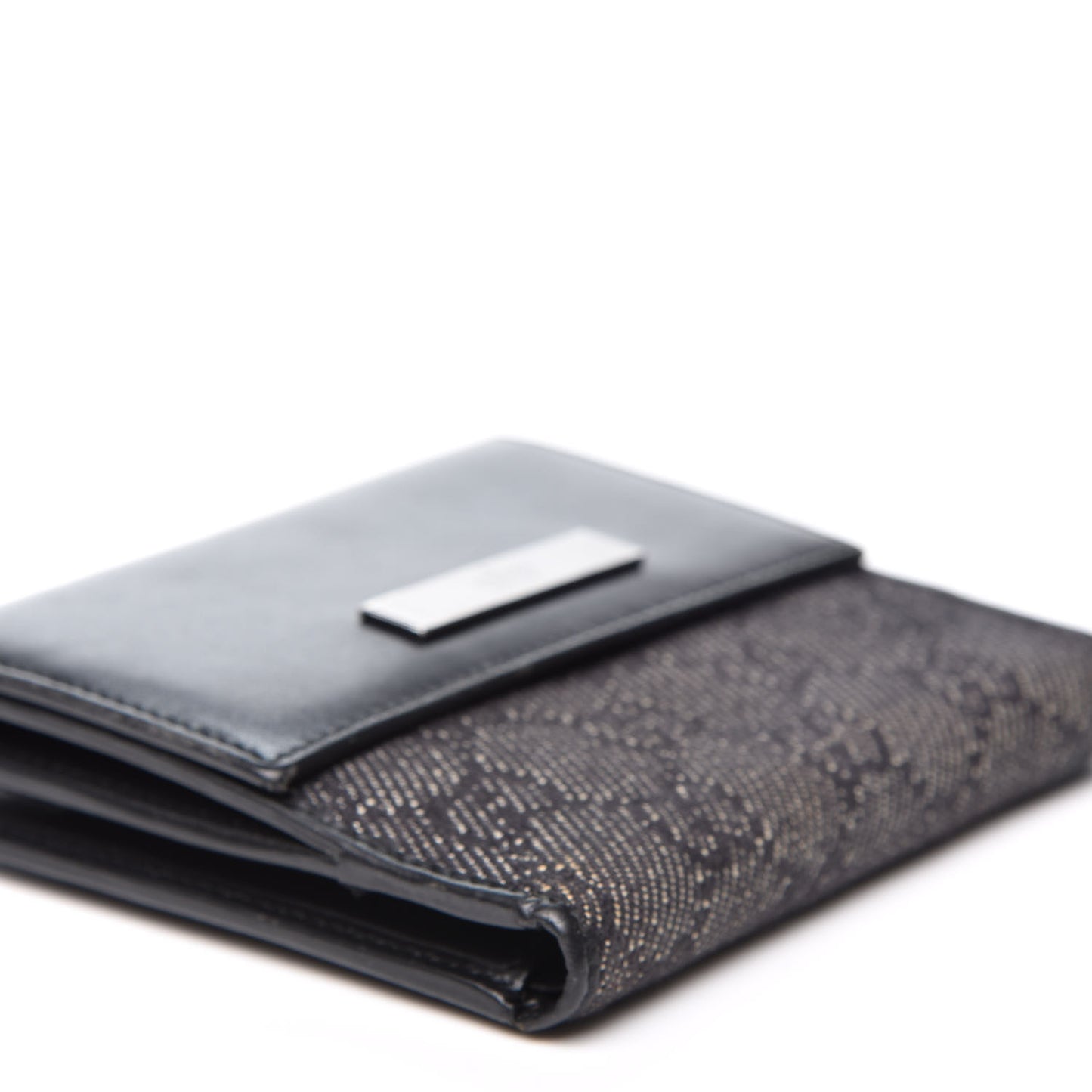 Calfskin Denim Monogram French Flap Wallet Black