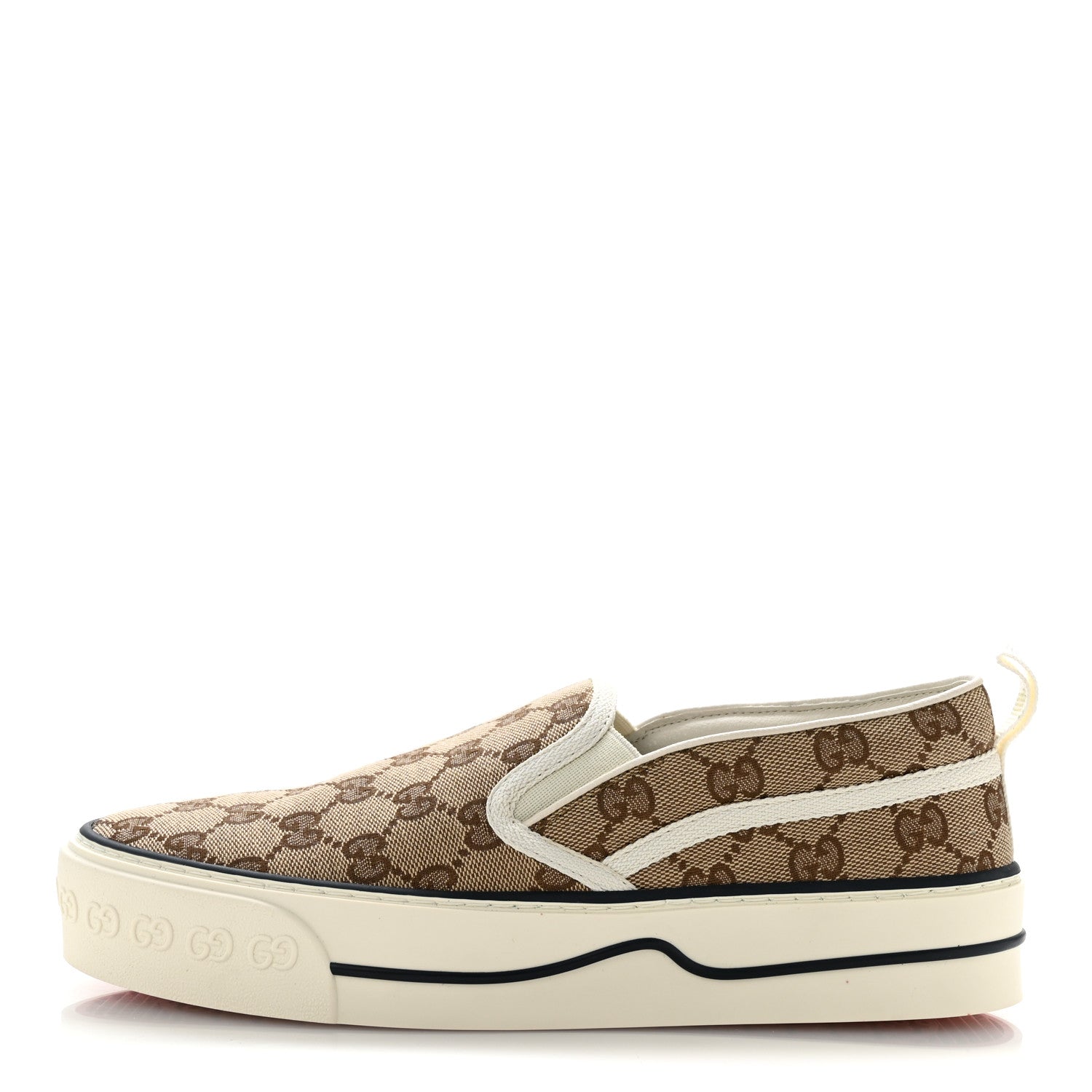 Gucci GG Monogram Womens 1977 Tennis Slip On 30mm Sneakers 39.5 Beige Ebony Mystic White 1 of 9