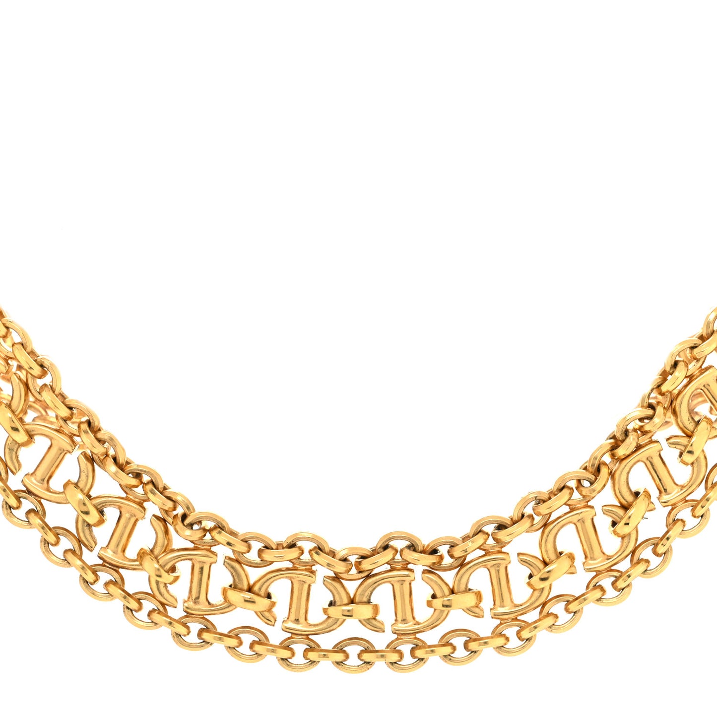 Metal Wide CD Logo Chain Link Choker Necklace Gold