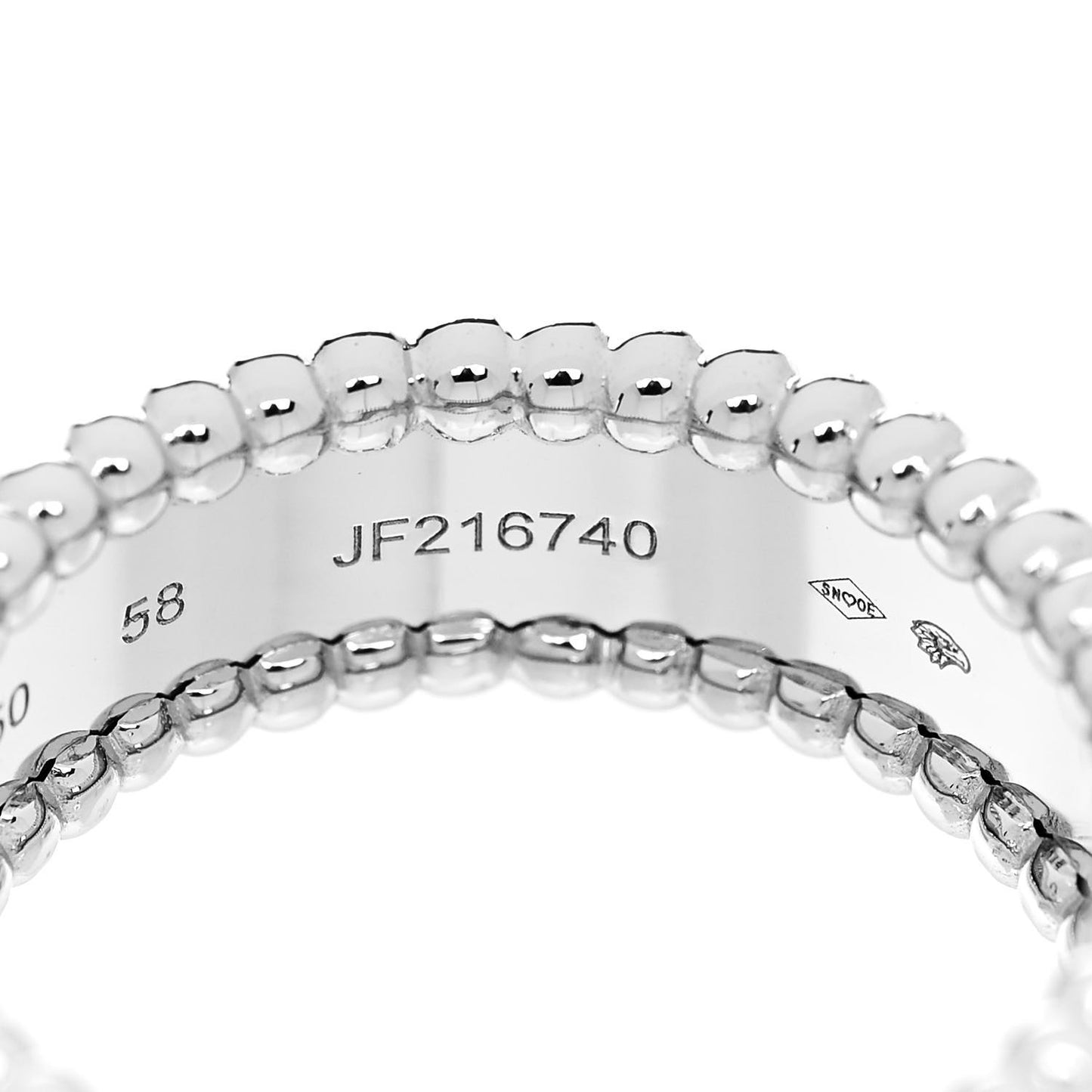 18K White Gold Perlee Signature Ring 58 8.25