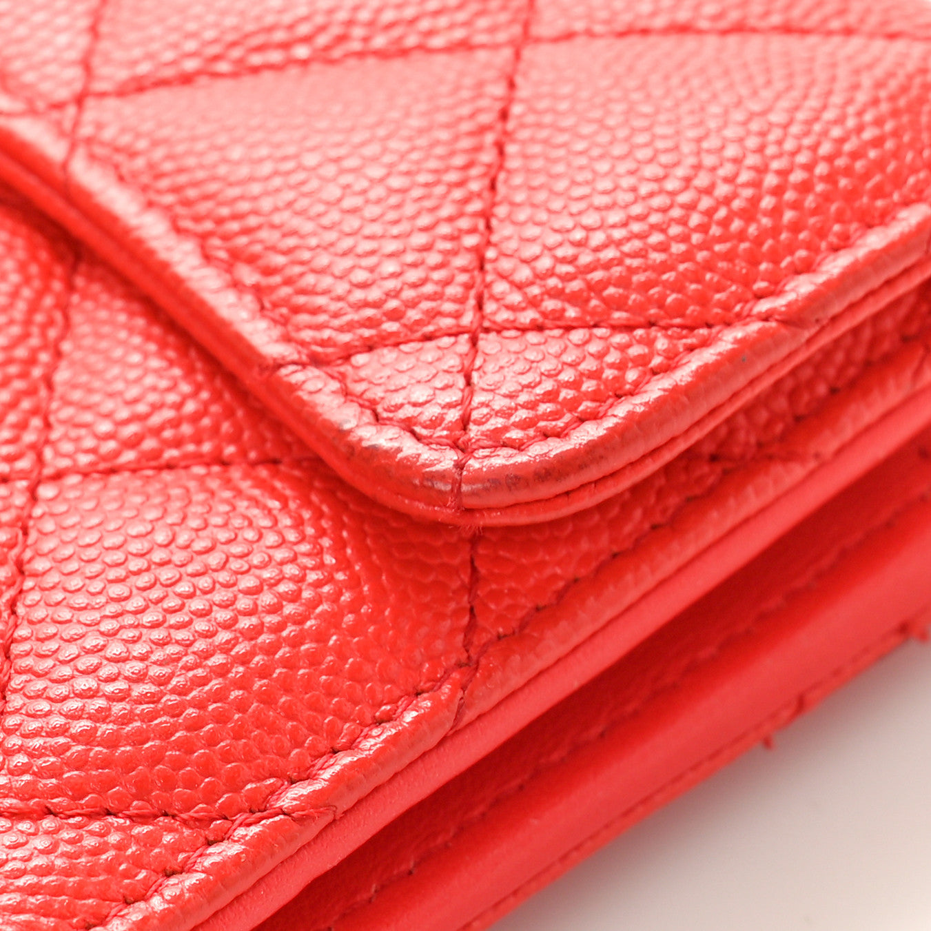 Caviar Quilted Medium Flap Wallet Red