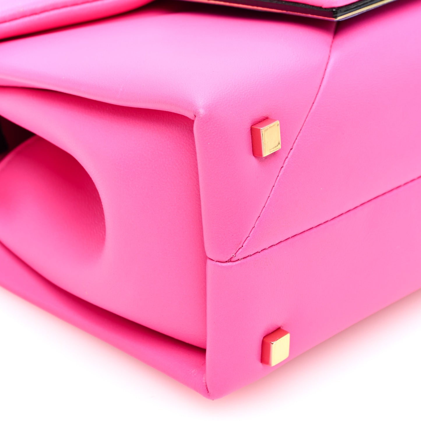 Nappa Tonal Monochrome Mini One Stud Top Handle Bag Pink PP