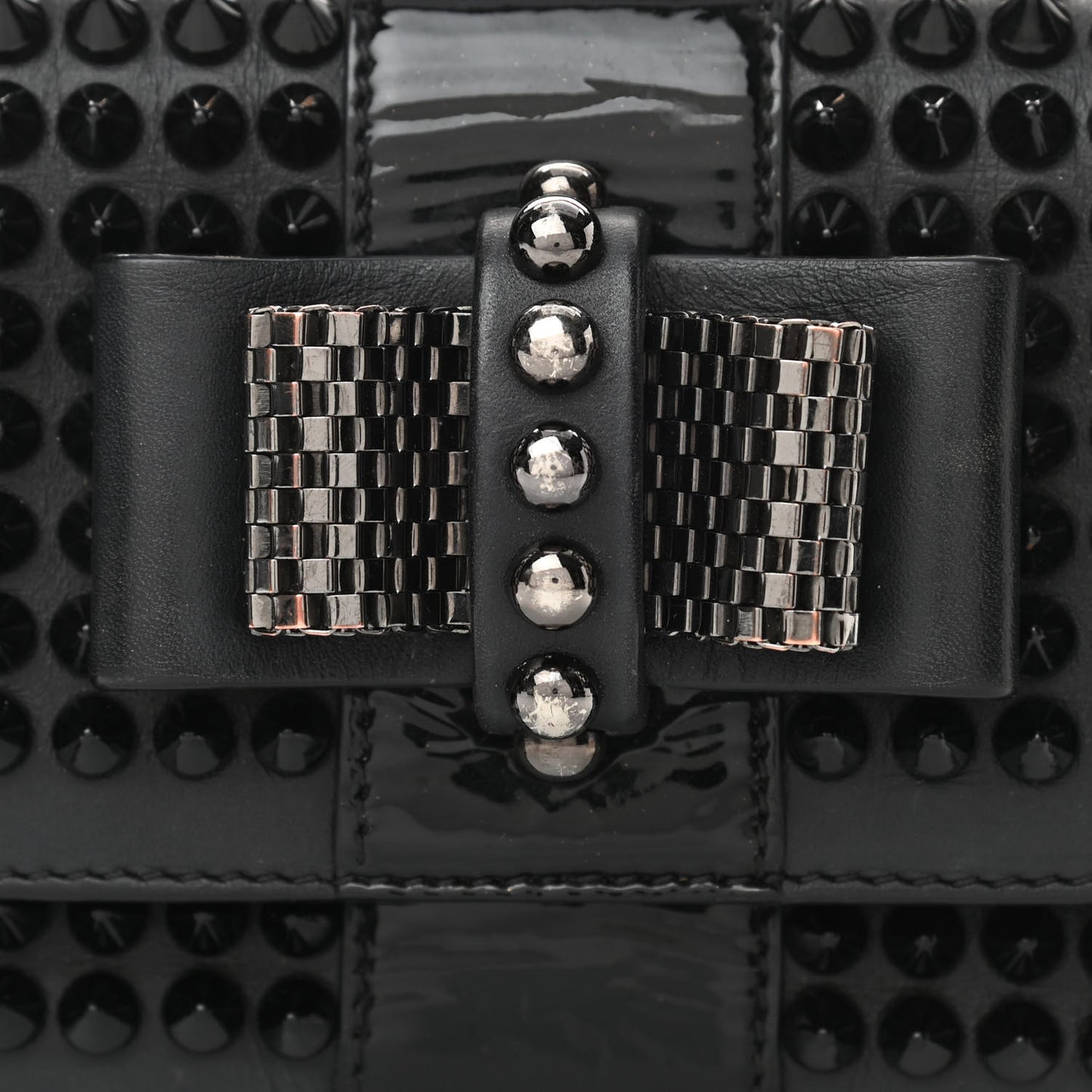 Calfskin Spikes Sweety Charity Crossbody Bag Black