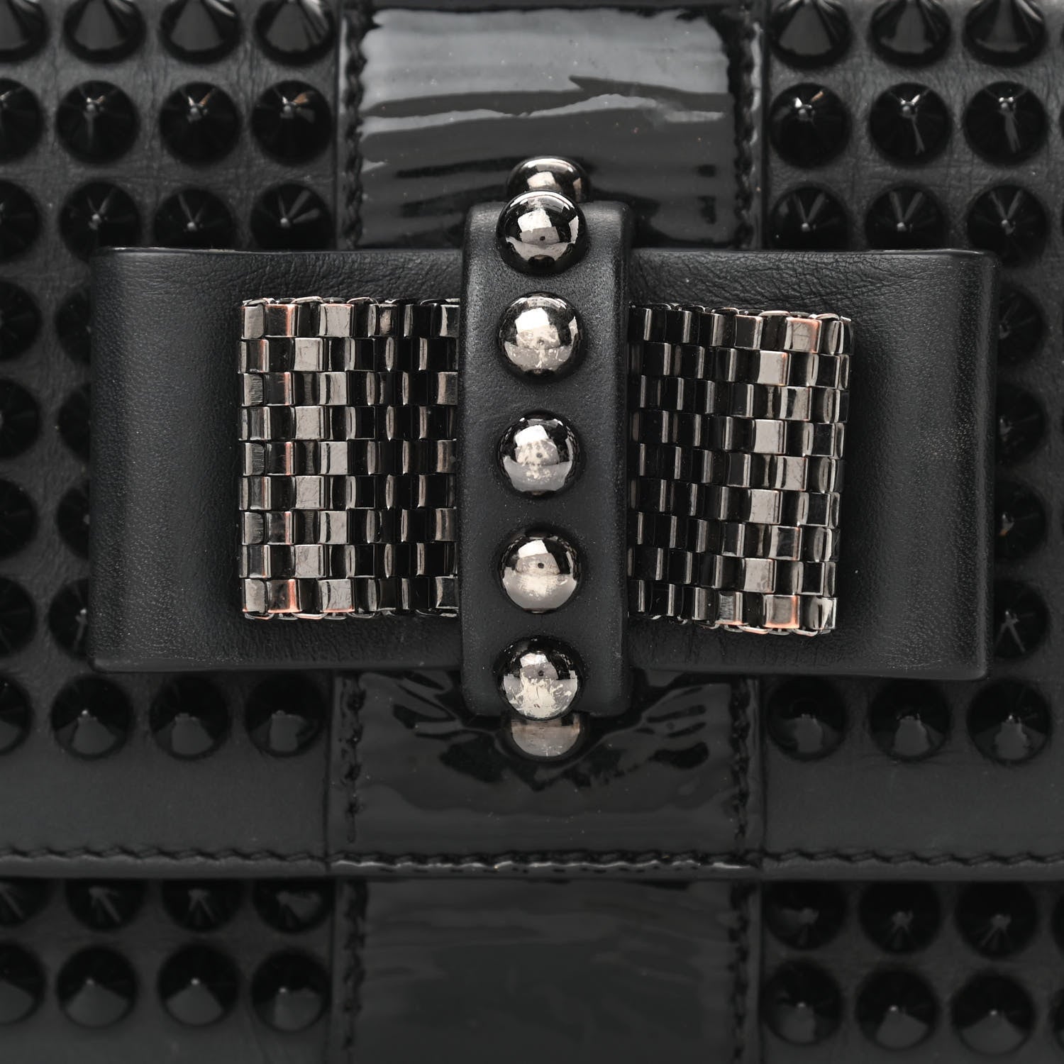 Christian Louboutin Calfskin Spikes Sweety Charity Crossbody Bag Black 7 of 12