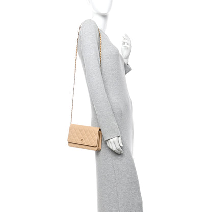 Chanel Caviar Quilted Wallet on Chain WOC Beige 3 of 21