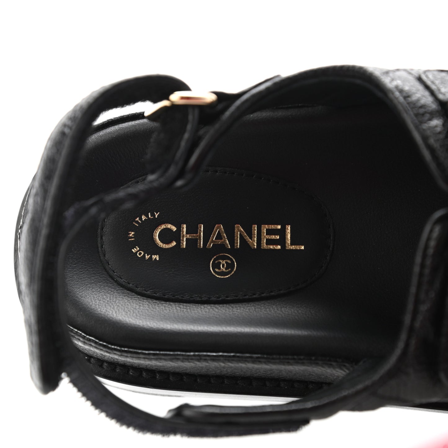 Grained Calfskin Velcro Dad Sandals 37 Black