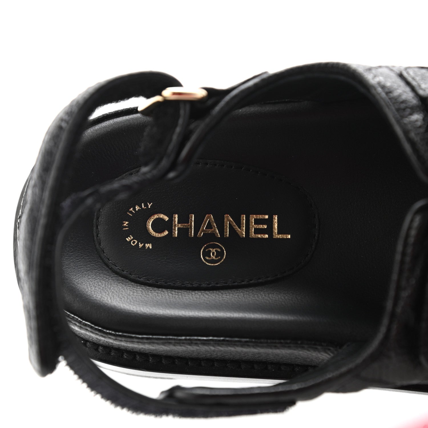 Chanel Grained Calfskin Velcro Dad Sandals 37 Black 7 of 9