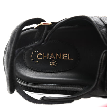 Chanel Grained Calfskin Velcro Dad Sandals 37 Black 7 of 9