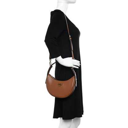 Prada Soft Calfskin Arque Shoulder Bag Cognac 2 of 11