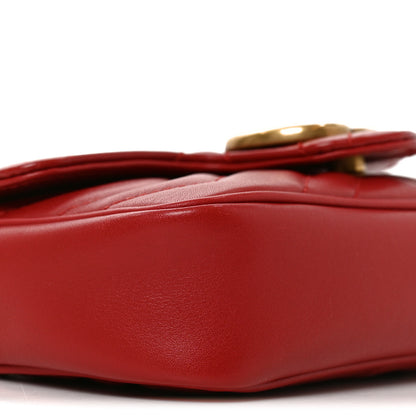 Gucci Calfskin Matelasse Super Mini GG Marmont Shoulder Bag Hibiscus Red 9 of 11