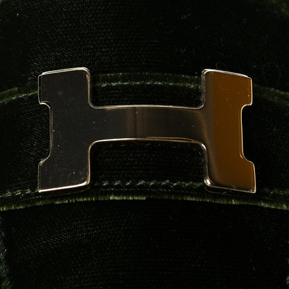 Hermes Velvet Womens Paris Loafers 39.5 Vert 6 of 6
