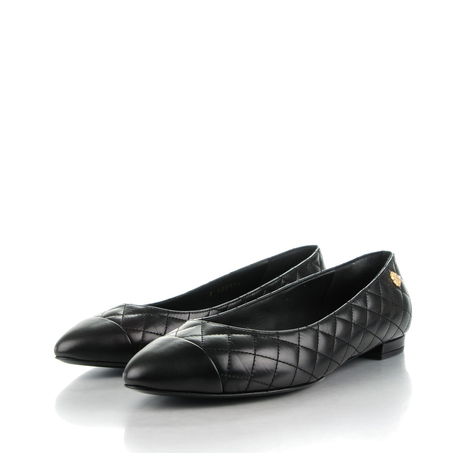 Chanel Lambskin Quilted Cap Toe Ballerina Flats 39.5 Black 3 of 9