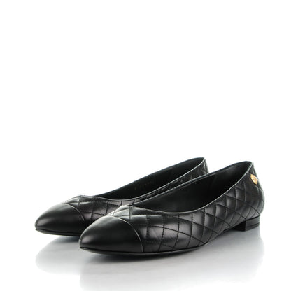 Chanel Lambskin Quilted Cap Toe Ballerina Flats 39.5 Black 3 of 9