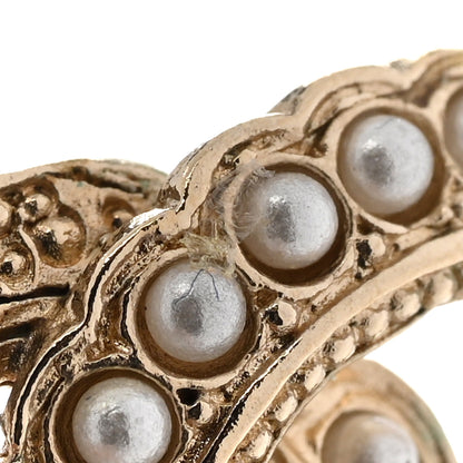 Chanel Pearl Queen of France CC Earrings Gold 5 of 6