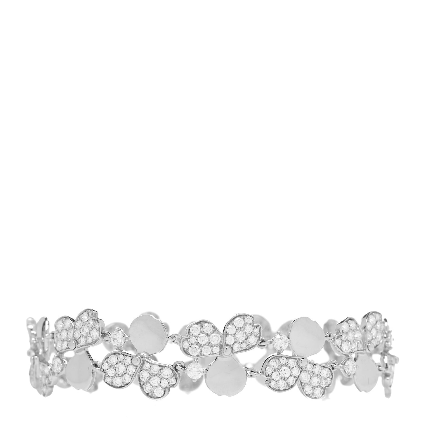 Platinum Diamond Paper Flowers Cluster Bracelet