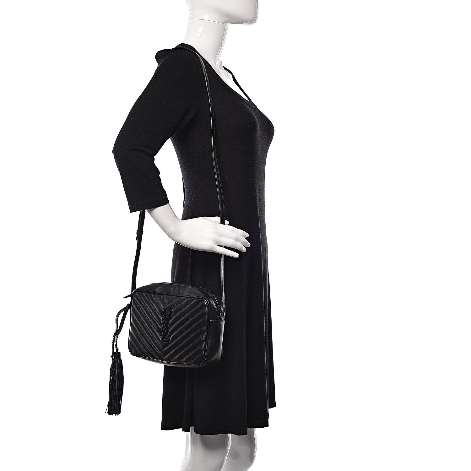 Saint Laurent Calfskin Matelasse Monogram Lou Camera Bag Black 2 of 11