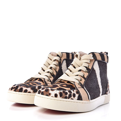 Christian Louboutin Pony Hair Animal Print Womens Rantus Orlato Flat Sneakers 38 Brown 3 of 8