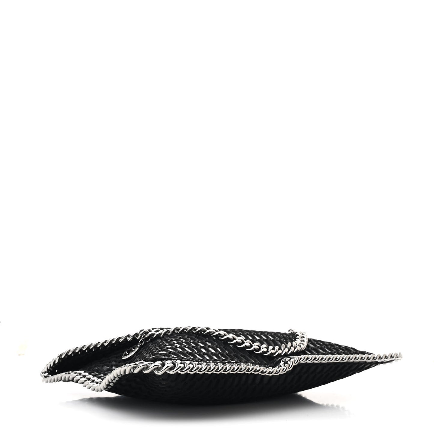 Patent Net Fold Over Falabella Clutch Black