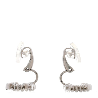 Chanel Crystal Pearl CC Clip On Earrings Silver 3 of 5
