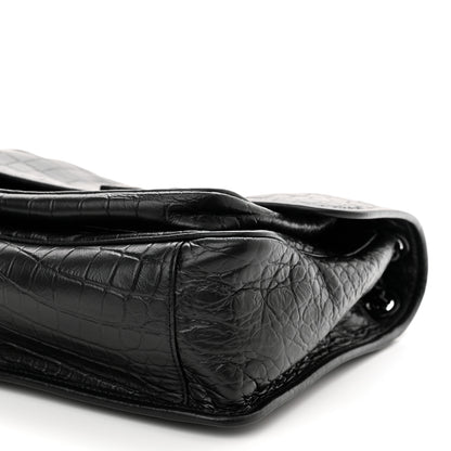 Saint Laurent Crinkled Calfskin Crocodile Embossed Monogram Medium Niki Chain Satchel Black 10 of 10