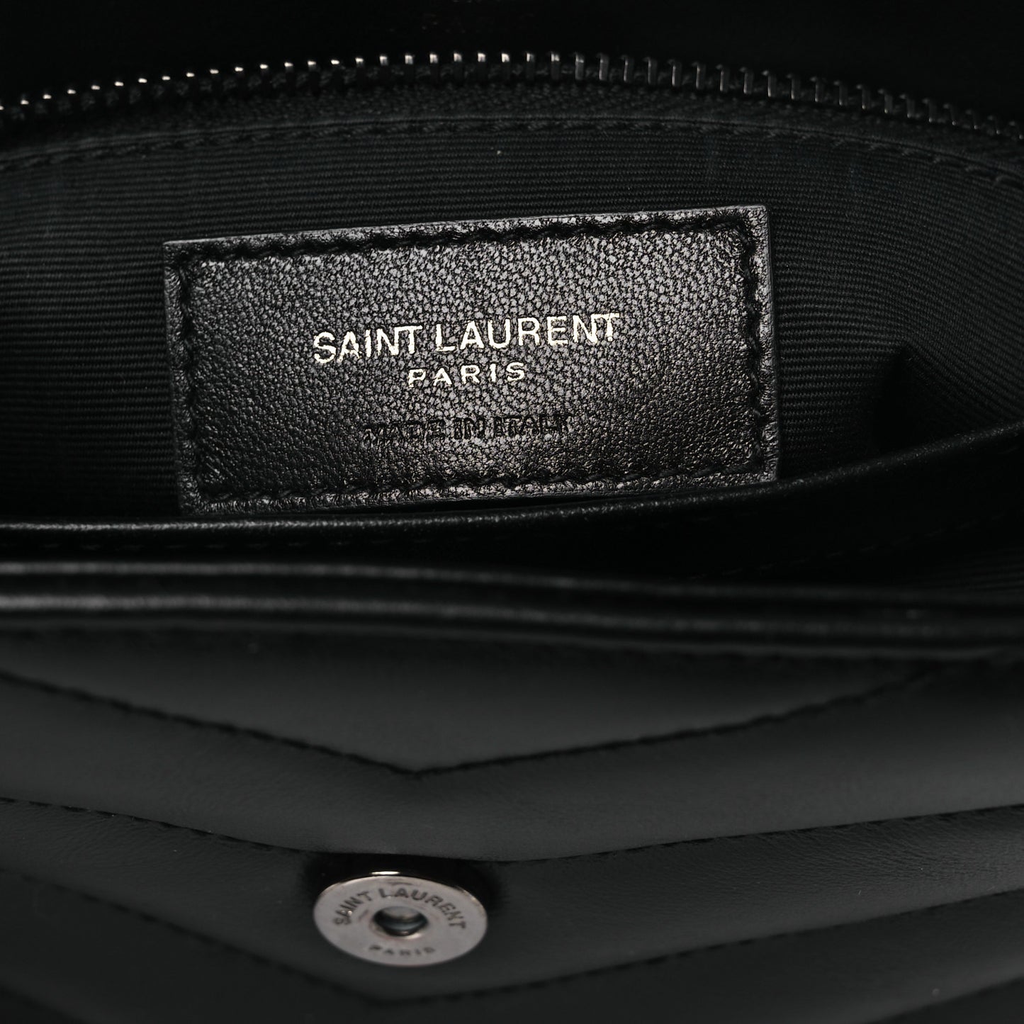 Calfskin Y Quilted Monogram Monochrome Toy Loulou Crossbody Bag Black