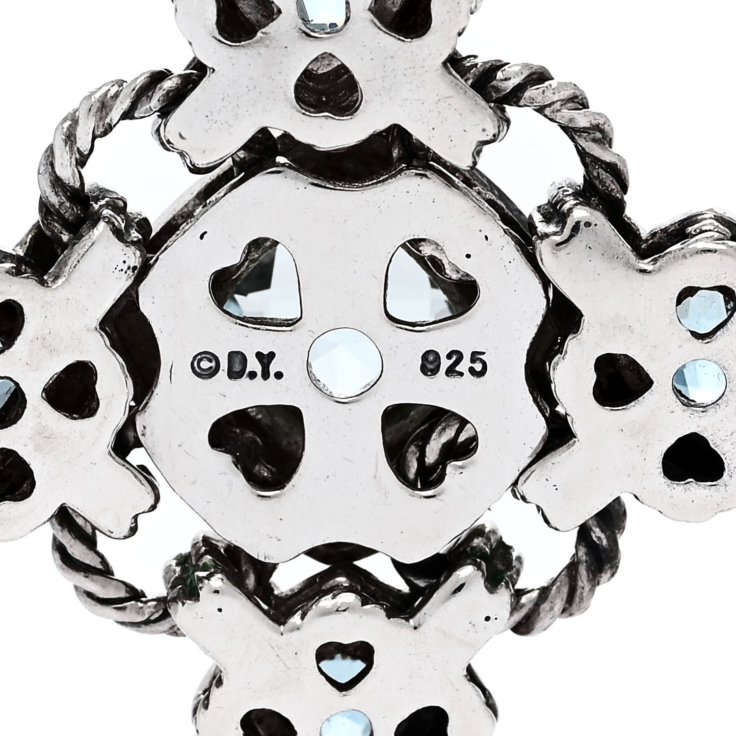David Yurman Sterling Silver Blue Topaz Renaissance Cross Enhancer Pendant 4 of 4