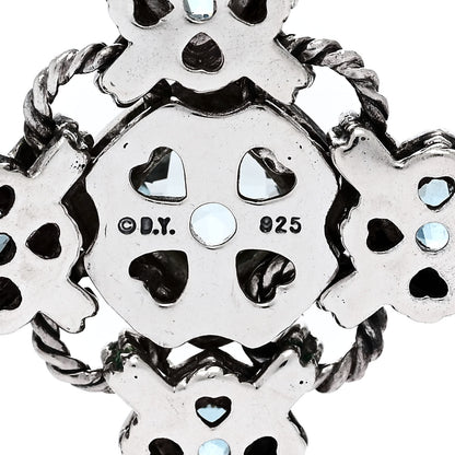 David Yurman Sterling Silver Blue Topaz Renaissance Cross Enhancer Pendant 4 of 4