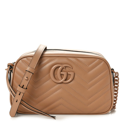 Gucci Calfskin Matelasse Monochrome Small GG Marmont Chain Shoulder Bag Camelia 1 of 10