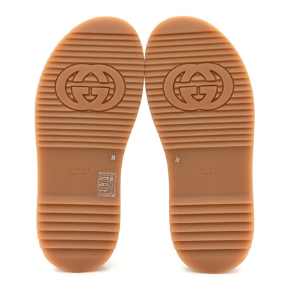 Gucci GG Supreme Monogram Water Flora Angelina Platform Slide Sandals 38 Beige White Multicolor 5 of 9