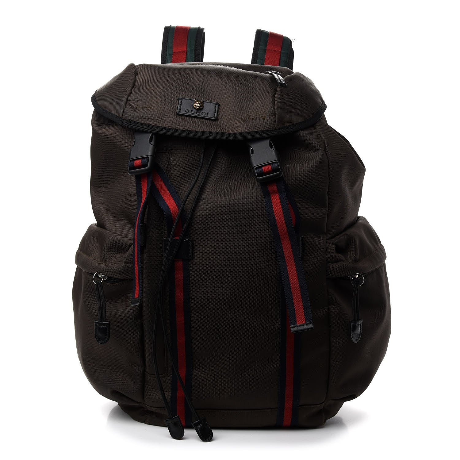Gucci Techno Canvas Web Double Buckle Backpack Brown 1 of 13