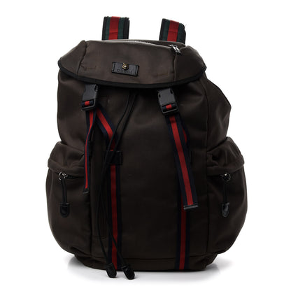 Gucci Techno Canvas Web Double Buckle Backpack Brown 1 of 13