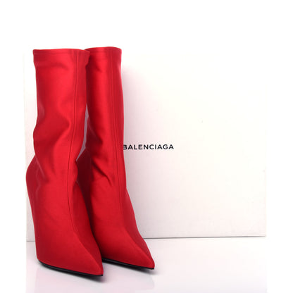 Balenciaga Jersey Crepe Extreme Pointed Toe Knife Booties 39 Rouge 10 of 10